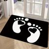 1pc Flannel Material Door Mat - Black And White Footprint Welcome Mat, Indoor Outdoor Durable Floor Mat - Suitable for Front Door, Bathroom, Hallway,