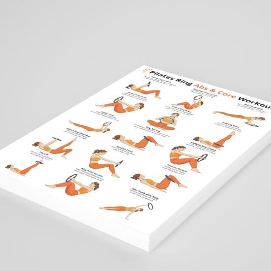 3 ks Kruh pro Pilates Cvičební tabulka 10x8 palců Bezrámový plakát Zlepšení cirkulace Pilates Cvičební plán pro začátečníky Starší osoby Flexibilita
