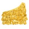 Girls Dance Top Shiny Sequins Tiered Ruffles Sleeveless Crop Top Metallic One Shoulder Vest