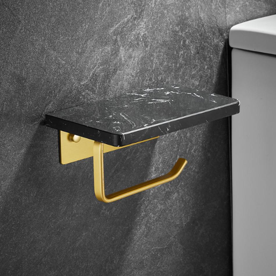 

Двойной держатель для бумаги с полкой для телефона, черный, золотой, алюминиевый, мраморный, роскошная кухонная, ванная комната, вешалка для бумажных полотенец, полки для салфеток