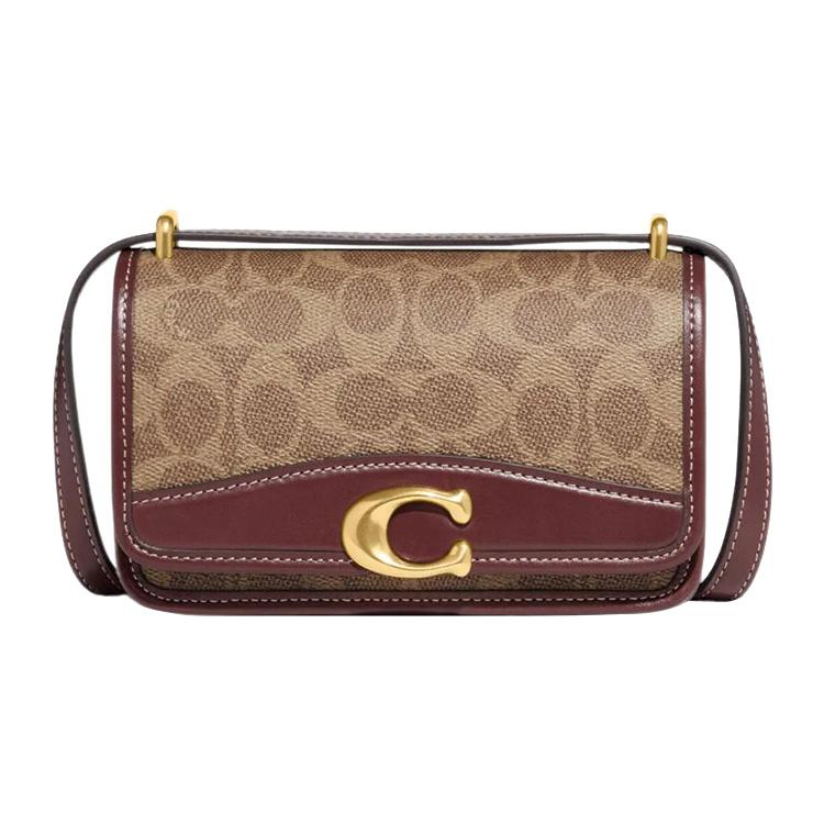 

New COACH Bandit Coated Canvas With Calfskin Handbag, Shoulder Bag Trumpets Women s Brown CF936-B4S55 17.8*6.4*10.9CM