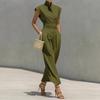 Spring new women's clothing, European and American, fashion temperament elegant solid color waist dress