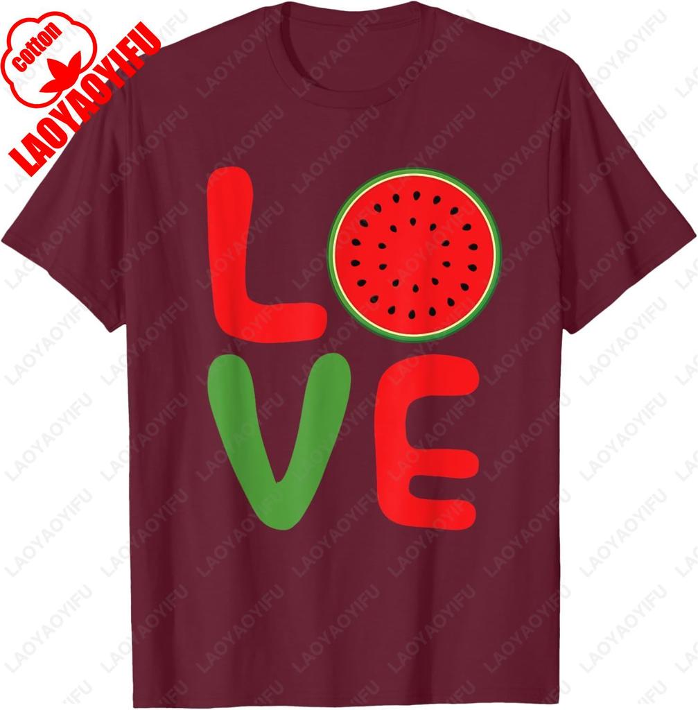 Water Melon Summer Vacation Love Watermelon TShirt Letter Print Tshirt Unisex Summer Cotton Casual Breathable Nostalgia Camisetas