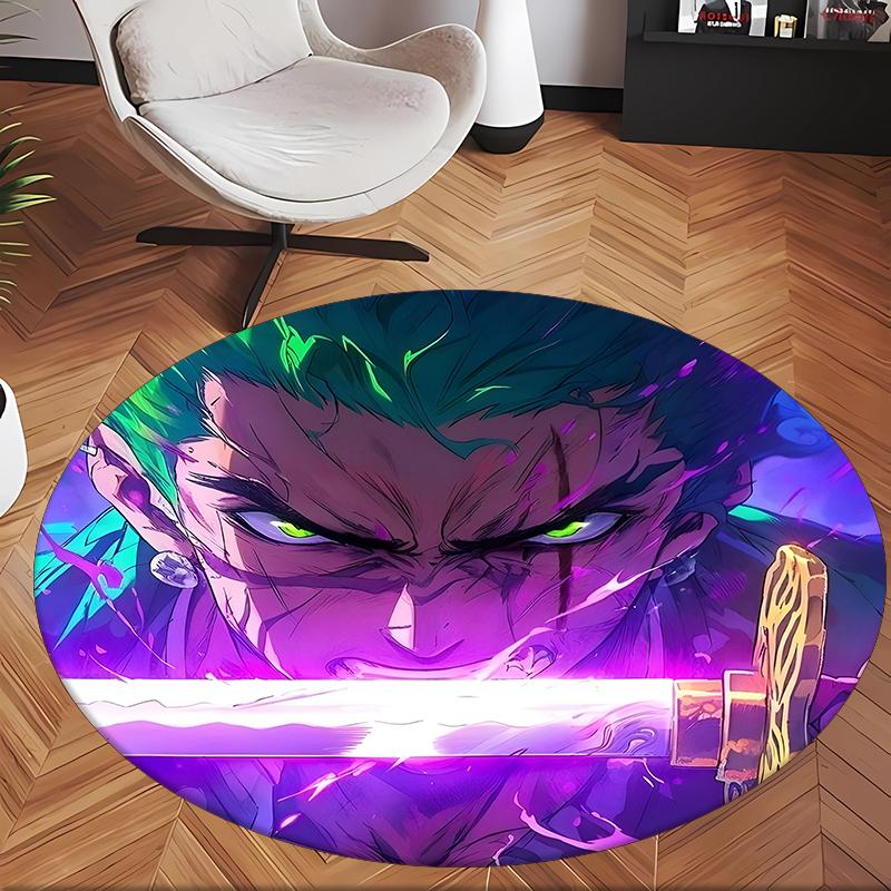 Zoro (1) Round Office Rug Decorative Floor Rug for Office Bedroom Living Room and Home Space