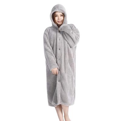 Oseamaid Hooded Microfiber Wearable Blanket, 120cm Long, Washable, with Pocket, Fluffy, Warm, Lightweight, Washable, Roomwear Blanket, Unisex (Gray)