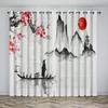 Chinese Style Natural Scenery Curtains Mountains Rivers Lakes Flowers Plants Elegant Curtains 2 Panels Living Room Bedroom Decor