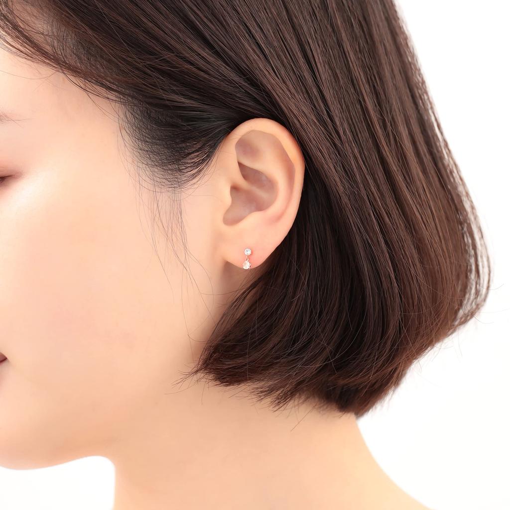 ESTELLE [Official] [Web Exclusive] Women's Earrings, 10K Pink Gold with Rose Quartz, 0222-8666-0019-0000