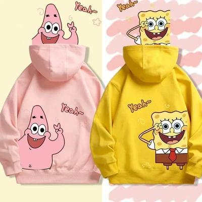 Animation Spongebob Squarepants Sweatshirt Cartoon Polyester Hoodies for Autumn and Winter Thin or Fleeced Long-Sleeved Hooded