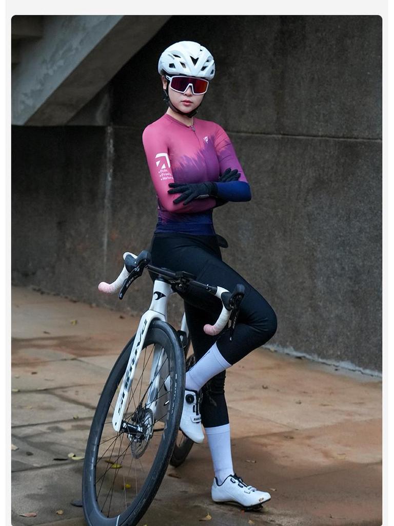 NUCKILY Damen Langarm-Radtrikot - Atmungsaktives Slim Fit mit Sonnenschutz für Frühjahrs-/Herbstfahrten.