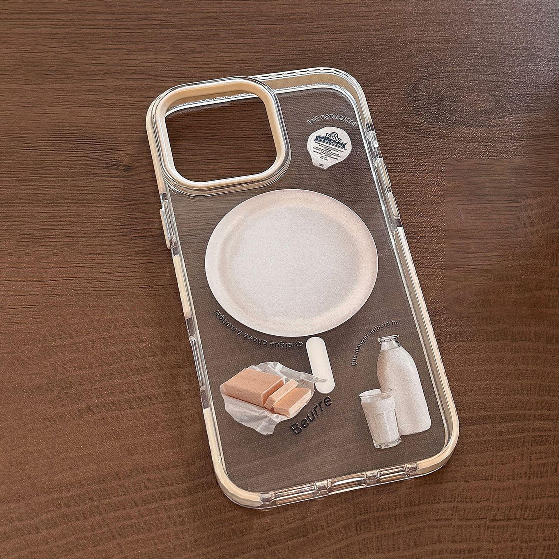 

Кремовый стенд для бейглов 16pro Max Прозрачный чехол для iPhone 15 Подходит для 14 Противоударный 11 Нишевый Мягкий 12pro max (6.7)