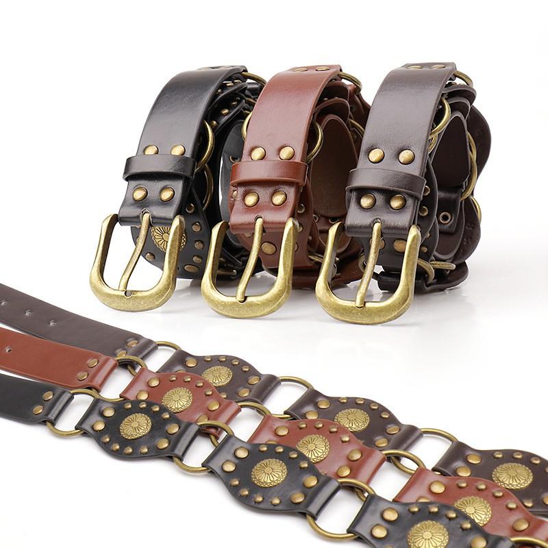 Wide Western Style Belt Women Alloy Buckle Vintage Punk Hip Hop Decorative Skirt Jeans Cargo Pants