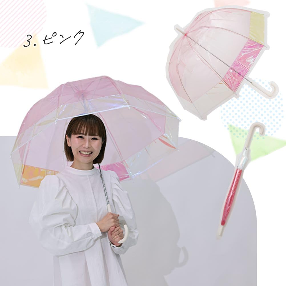 ogawa Aurora Long Umbrella, 60cm, Deep Vinyl Umbrella, LINEDROPS, Pink, Cut-Apart, Birdcage Design, Manual Opening, Safety Cover, 8 Ribs, 54685