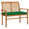Day and Night - Day and Night Solid Teak Wood Garden Bench with Green Cushion 112 Cm