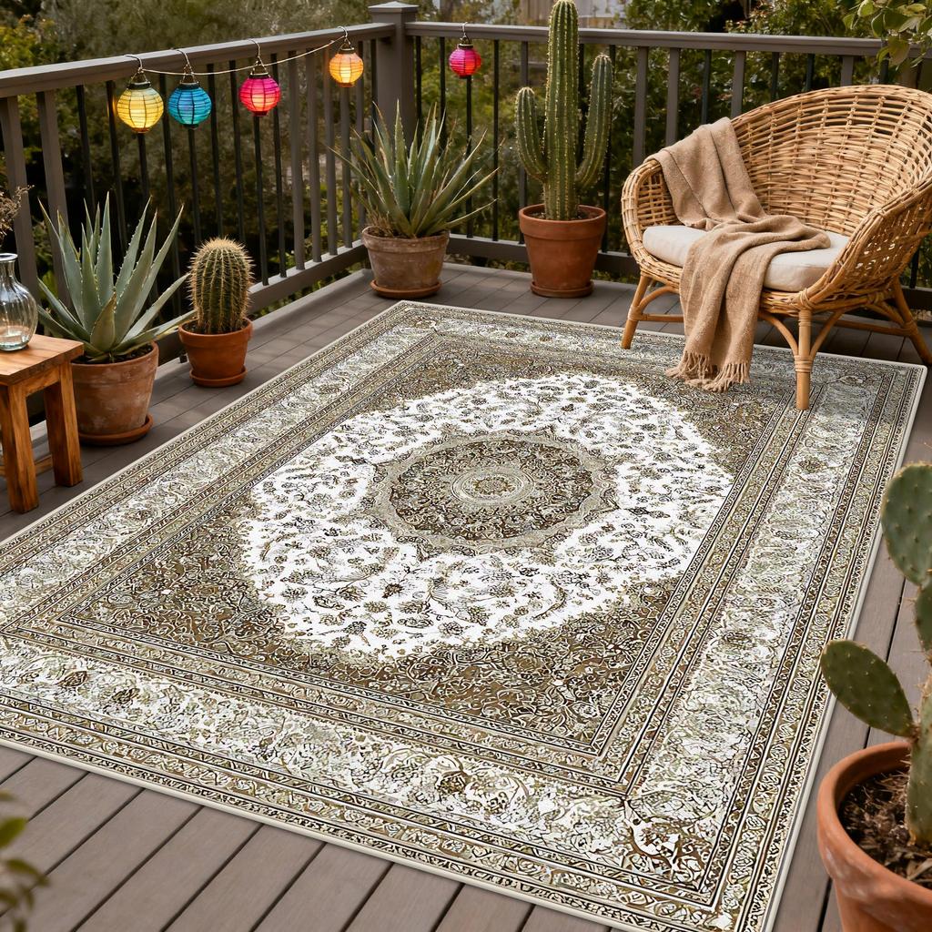 Tapetes Persas Retrô para Varanda Área de Lazer Decoração de Casa Sala de Estar Tapete Sem Fiapos Decoração Étnica Quarto Tapete de Piso Fácil de Limpar