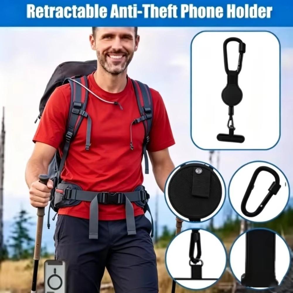 Heavy Duty Retractable Phone Lanyard Steel Cable 360 Rotation Retractable Cellphone Strap Retractable Design Belt Clip