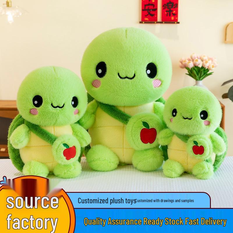 Adorable Green Apple Turtle Plush Backpack & Figurine