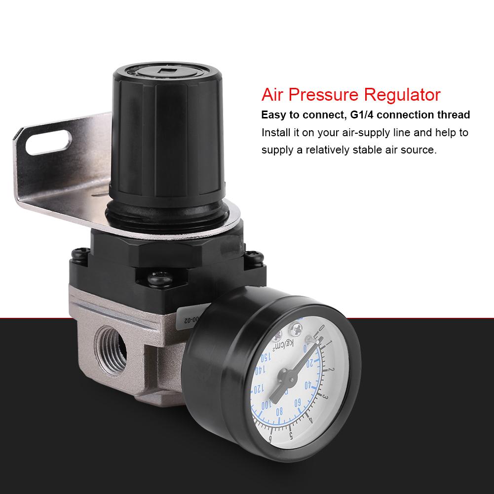 

Pneumatic Regulator Adjustable Air Pressure Compressor Control Valve Gauge G1 4 Connection