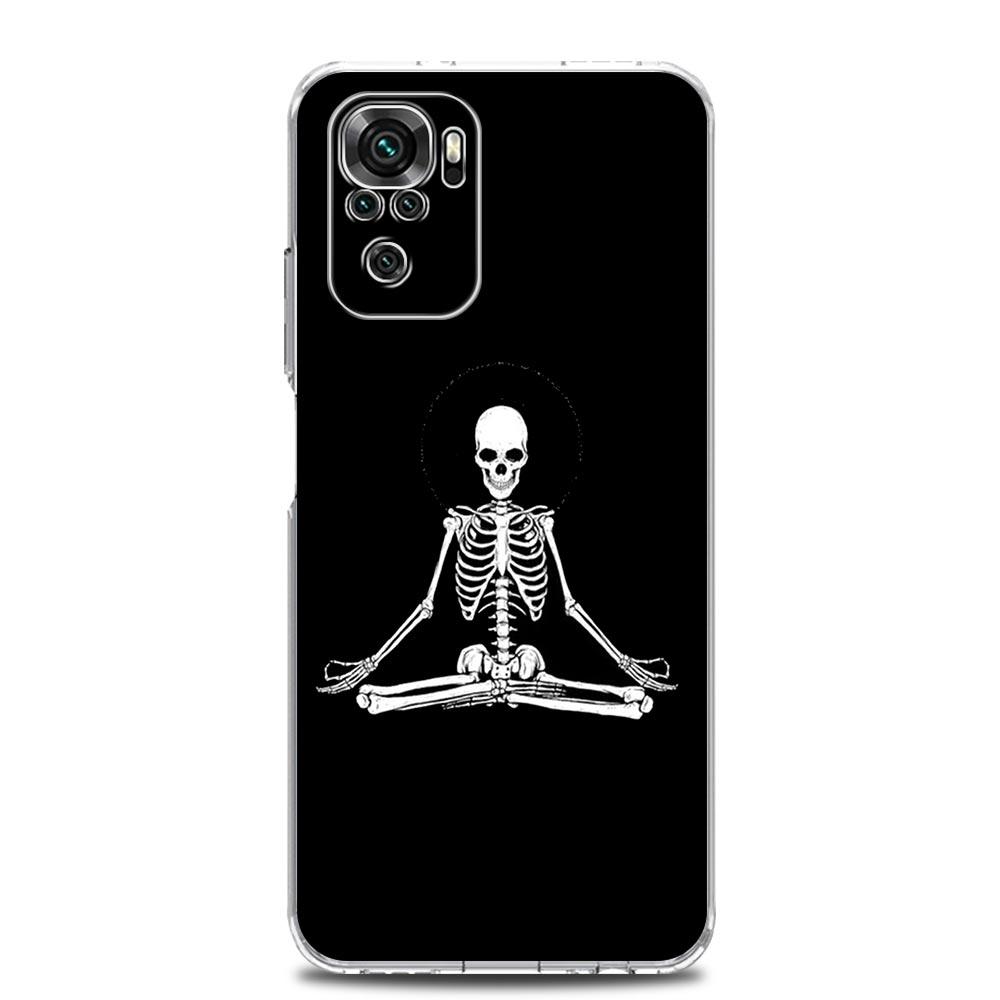Phone Case For Xiaomi Redmi Note 13 12 5G 9S 9 8 10 11 Pro Plus 4G 9T 13C 12C 10C 9C 9A 7 Pro Clear Cover Funny Skeleton