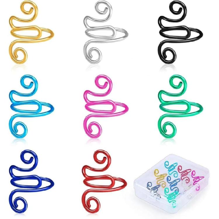 10/14/15 Pcs Snake Shape Crochet Tension Rings Open Finger Rings Adjustable Crochet Rings