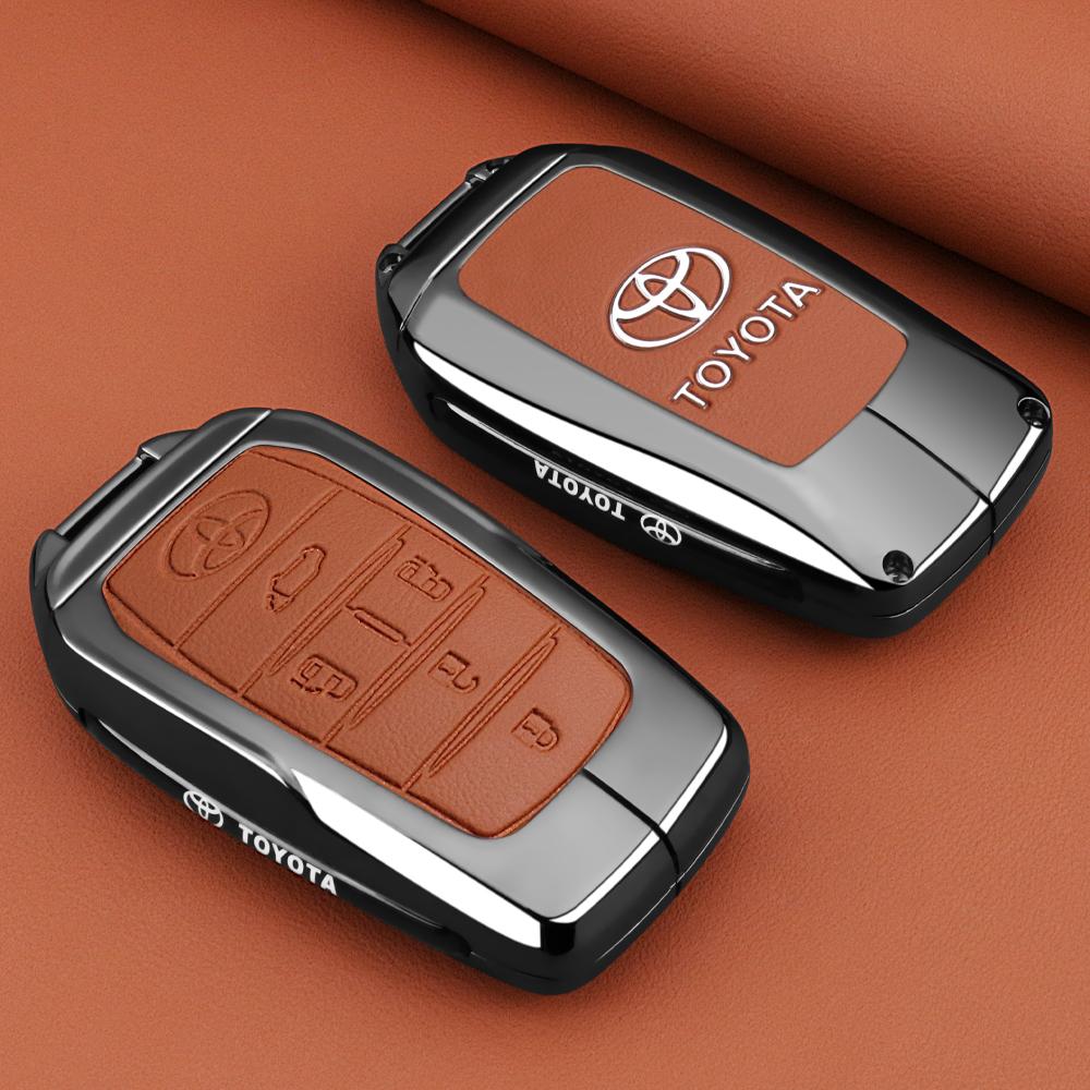 Leather Car Key Fob Case Cover Shell for Toyota Tacoma Fortuner Corolla Venza Grand Highlander RAV4 XSE Prime Land Cruiser Hilux