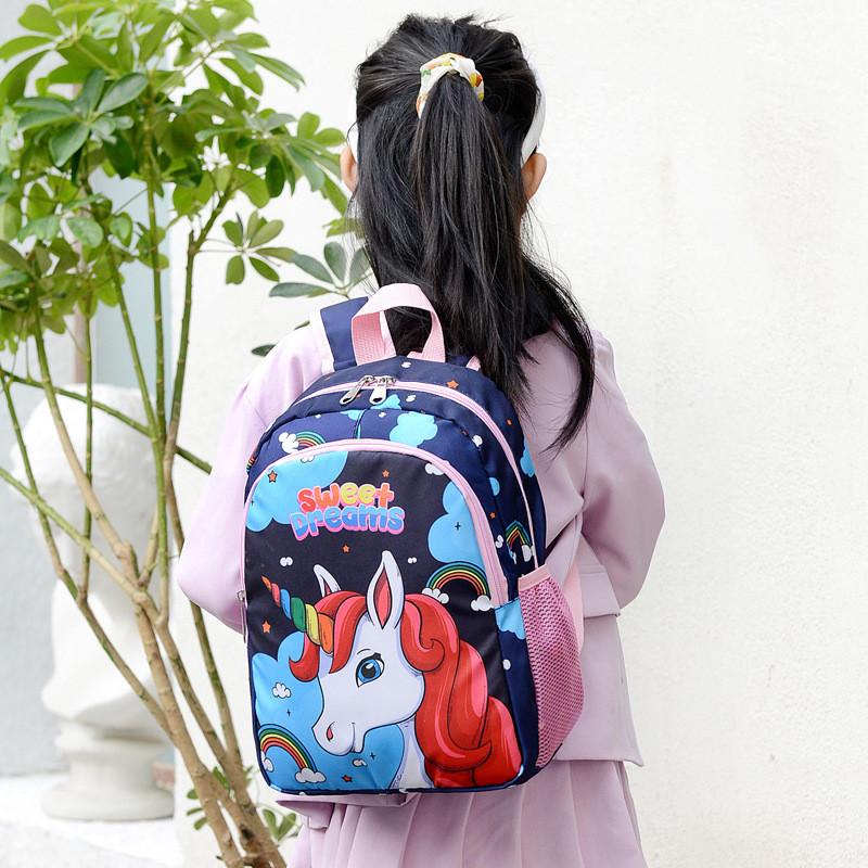 Adorable Unicorn Print Backpack With Ergonomic Design For Kids In Pink And Purple