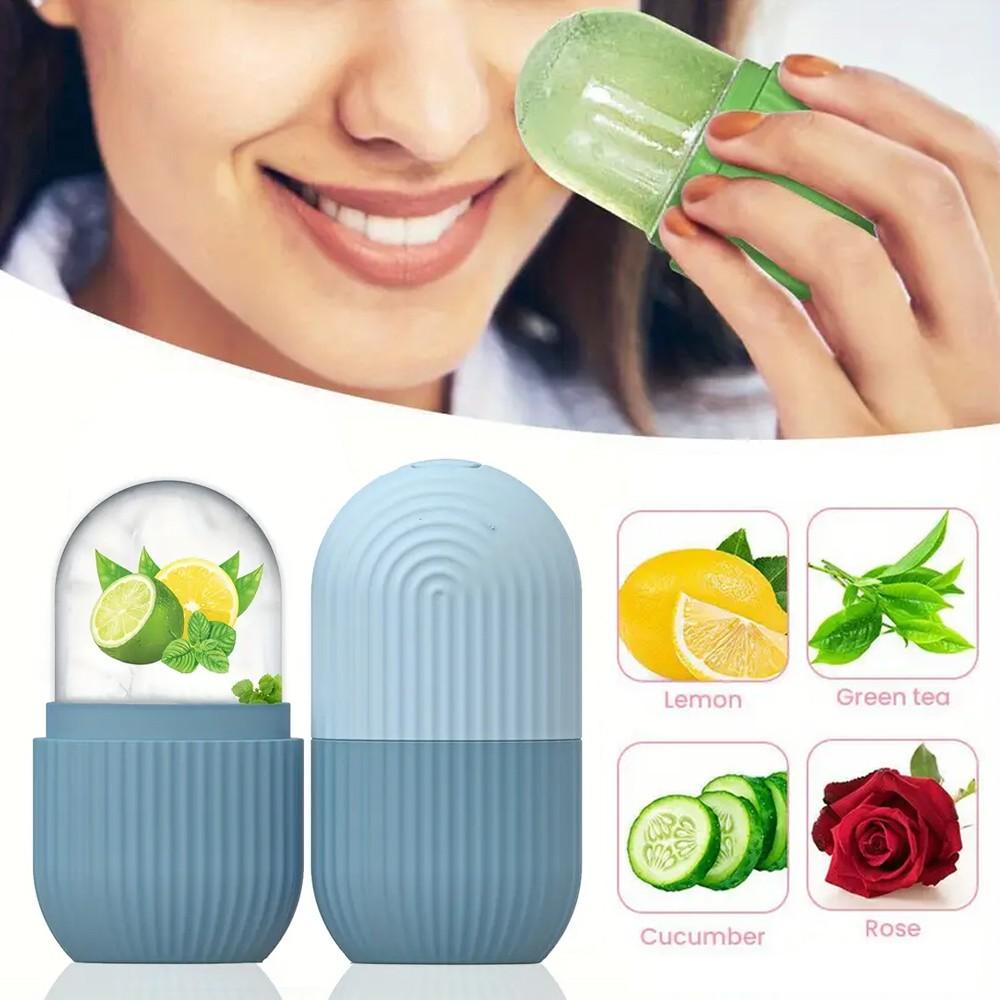 4pcs Ice Roller for Face Facial Roller Massager (De-Puff Eye Bags) Reusable Silicone Face/Neck Ice Mold for Naturally Skin Care