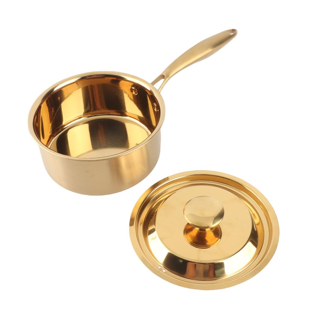 Stainless Steel Thickened Milk Pot with Lid Compound 3‑Layer Bottom Complementary Food Pot