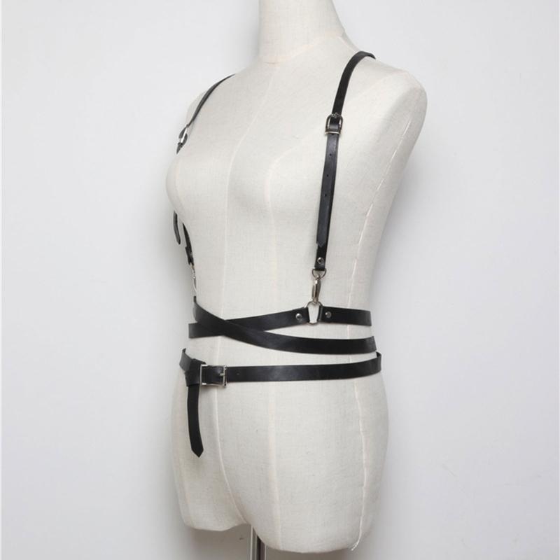 Adjustable Punk Style Synthetic Leather Waist Cincher Women's Harness Belt For Body Shaping And Fashionable Outfits