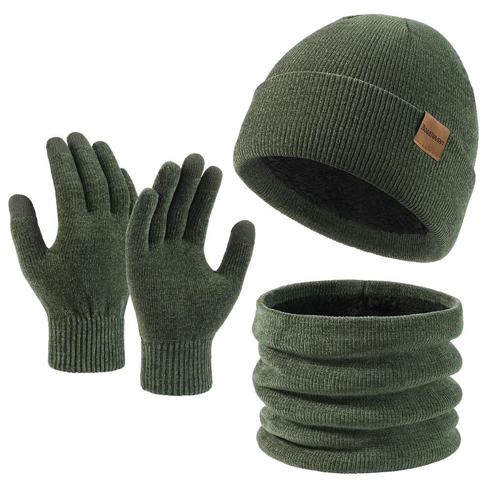 

Шапка Шарф Перчатки Теплый Набор из трех предметов для мужчин и женщин Зимний Уличный Утепленный Защищающий от холода Вязаный Набор шапки