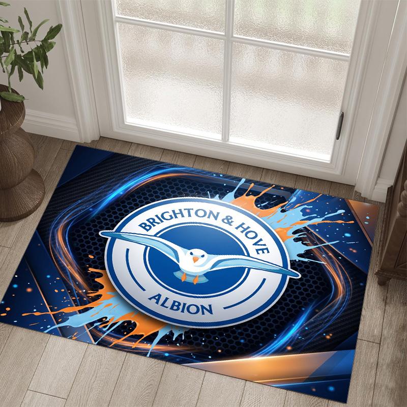 Brighton & Hove Albion Football Design Crystal Velvet Carpet Cozy Non?Slip Printed Rug For Bedroom Living Room Entrance