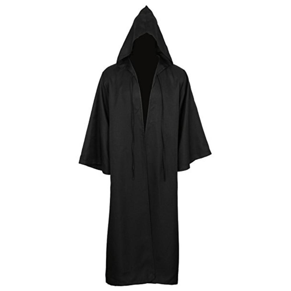 Black Cape Black Cloak Jedi Warrior Costume for Adults, Vampire Cape with Hood, Adult Halloween Cosplay Vampire Christmas Party M чёрный
