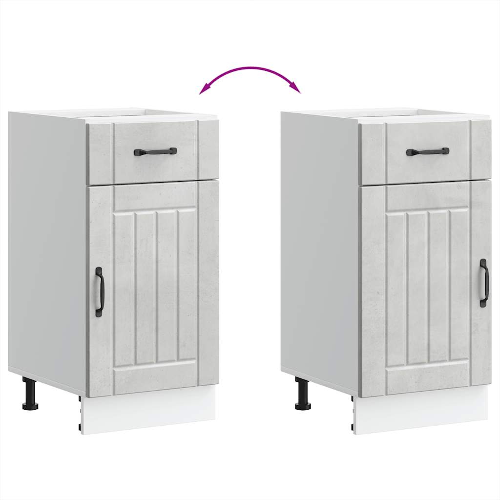 Kitchen Base Cabinet "Lucca" Concrete Gray Glued Wood