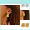18k Gold Titanium Steel Geometric Irregular Textured Earrings For Stylish Commuters