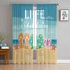 Ocean Beach Slippers Starfish Shell Sheer Curtains for Living Room Modern Voile Curtain Bedroom Tulle Curtains Window Drapes