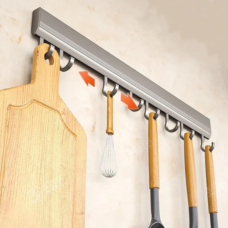 Kitchen Hook Frame, Non Perforated Wall Mounted Frame, Space Aluminum Hook, Multifunctional Storage Hook