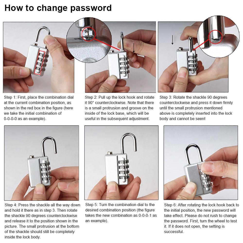 1Pcs New with Key Combination Padlock Dormitory Cabinet 4 Digits Backpack Zipper Lock Zinc Alloy Password Lock