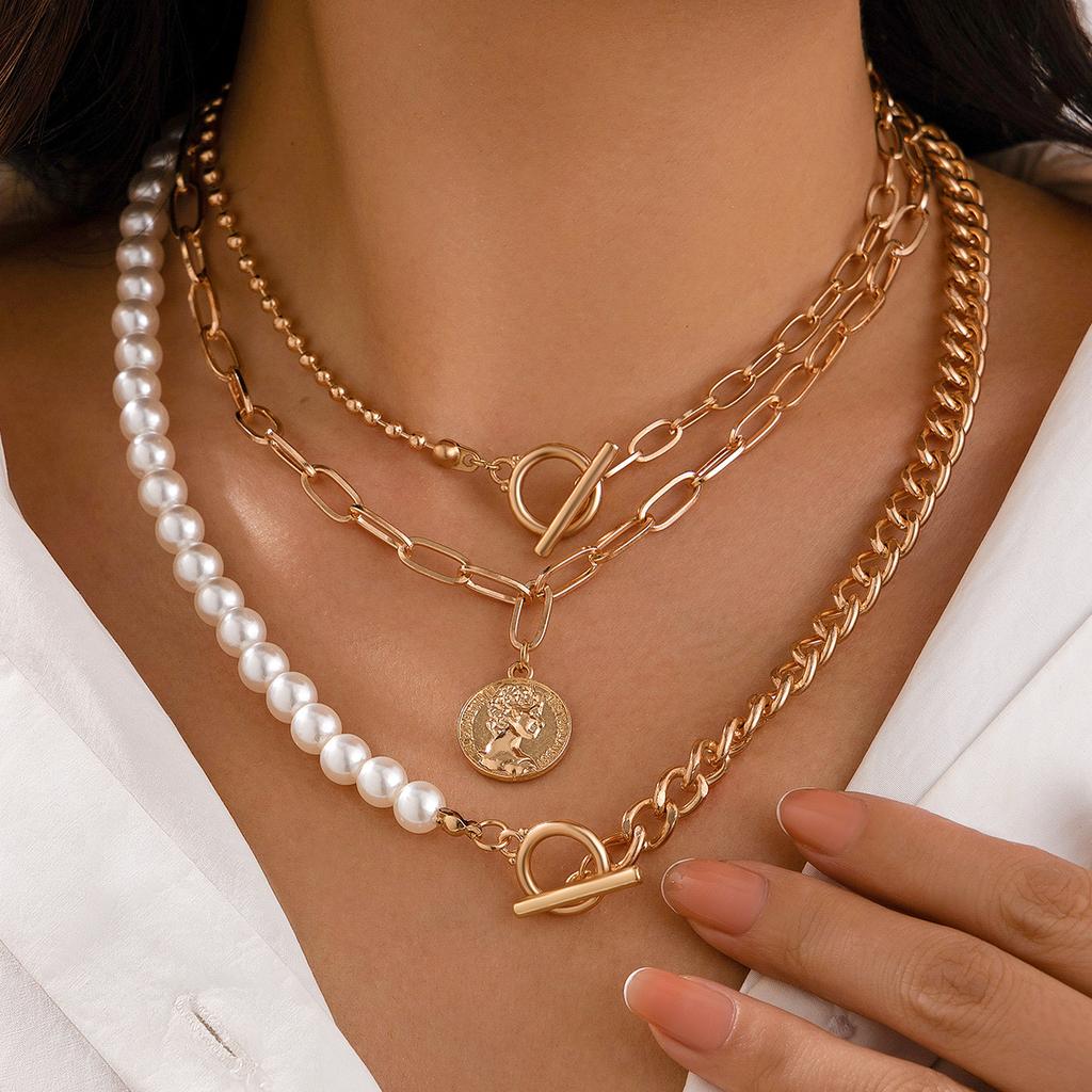 Temperament Baroque Special-Shaped Pearl Necklace, Creative Irregular Chain Collarbone Necklace For Women