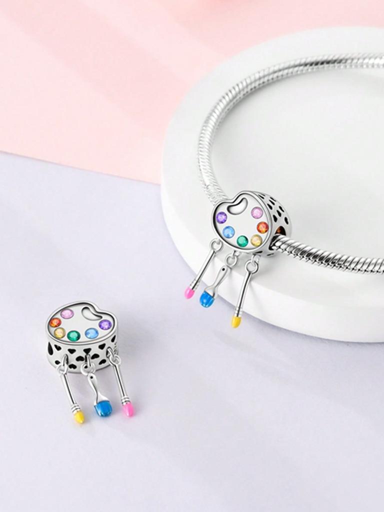 Charms Plata Artist'S Palette Oil Paints Beads Charm Copper Plated Fit Charms Original Bracelet For Jewelry Making Diy Charm