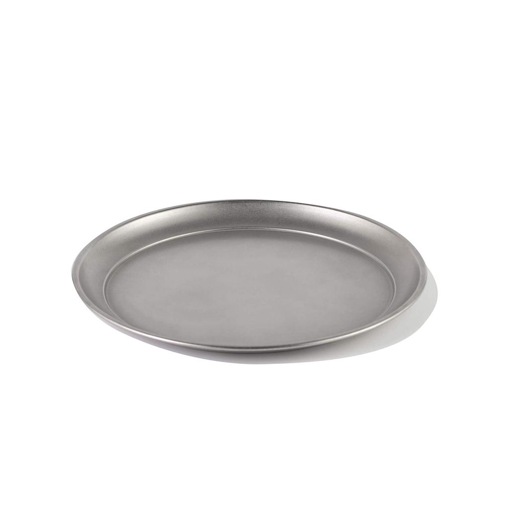 Vintage Inox Round Serving Tray, 31cm, Made in Japan, Authentic VINTAGEINOX. Ideal for cafes and restaurants. Stainless steel, aged finish,