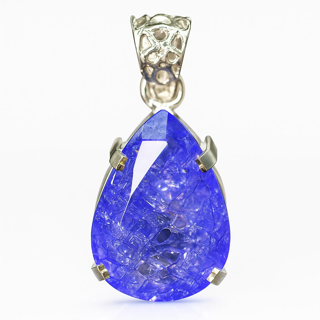 CERTIFIED 925 Sterling Silver 46 Ct Natural Purple Sapphire Pear Shape Pendant AI-109-NS