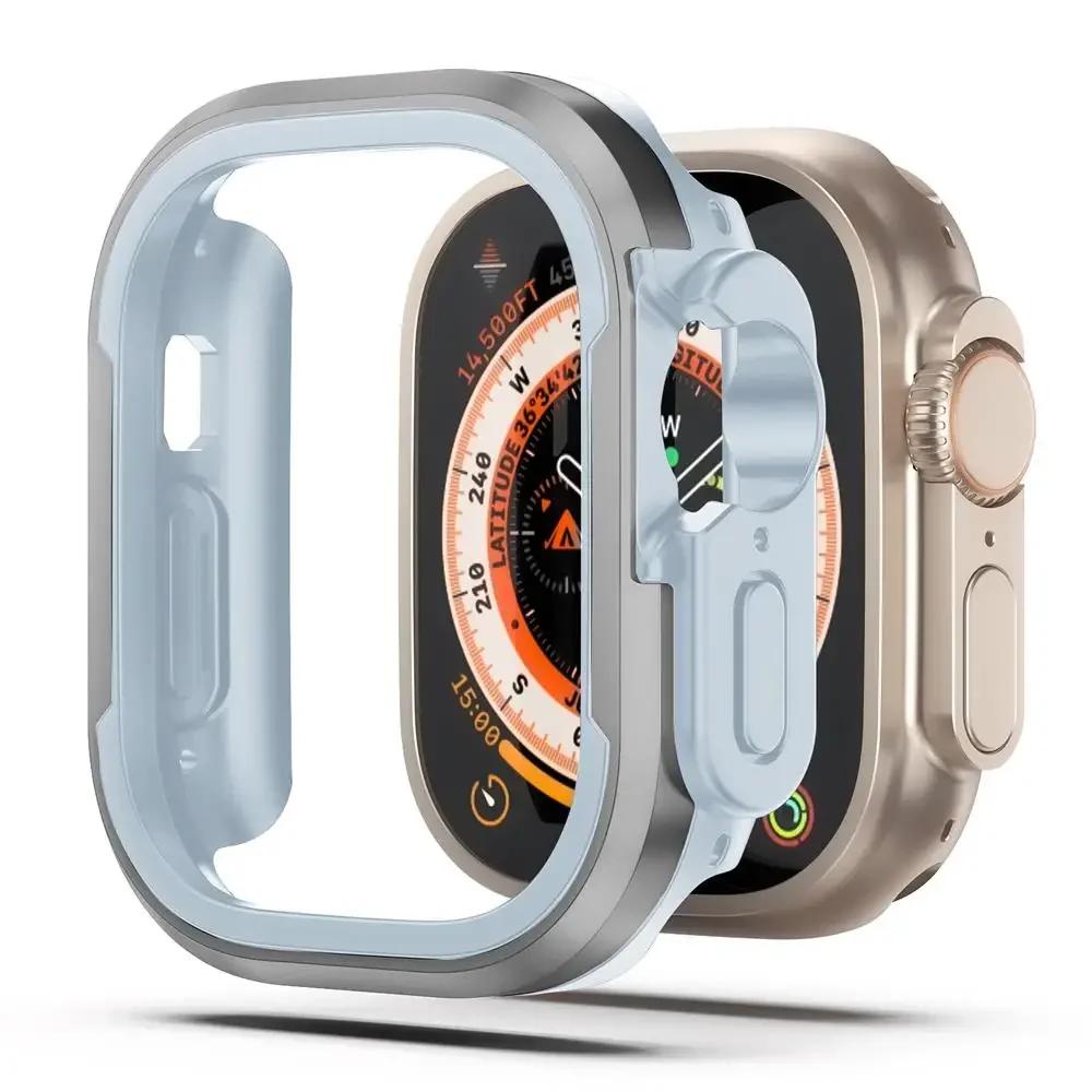 Boett i aluminiumlegering för Apple Watch Ultra 3/2 49mm serie 11 10 9 8 7 6 se TPU Stötfångare+Metallram för iWatch 46/42/45/44/41/40mm