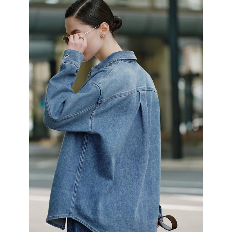 Giovanni Valentino Women's Loose Fit Denim Shirt Jacket