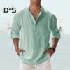Anti Pilling Shirt Top V Neck Classic Men Summer Loose Shirt