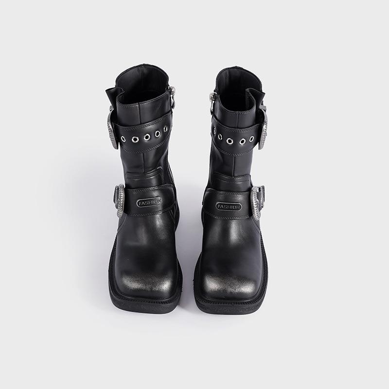 Zhao Zhaoyi Martin Western Cowboy Boots Coarse Heel Brown Short Boots Women's New Knight Boots Medium Boots