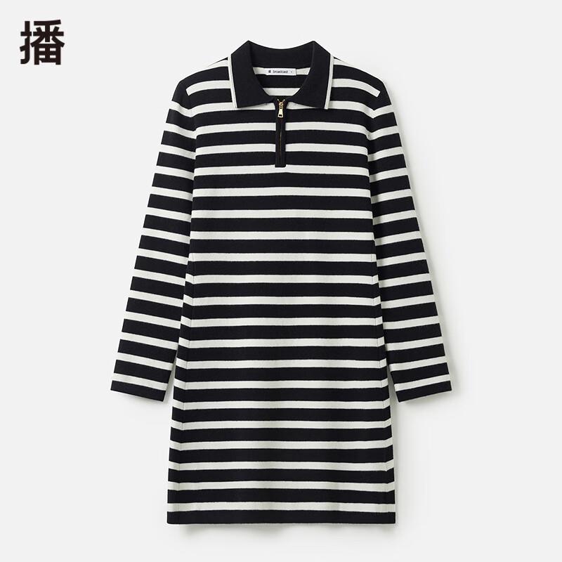 

Broadcast Women s Striped Long Sleeve A-Line Midi Dress S