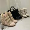 Herfst Klittenband Onzichtbaar Binnenste Hoogte Verhogend Dames Schoenen 8CM Sleehak Kleur Matching Sport Casual Schoenen Echt Leer Hoge Top Schoenen