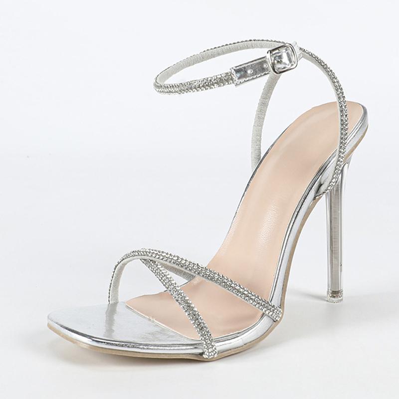 

Модные летние босоножки Liyke с серебристыми кристаллами и стразами на ремешке вокруг щиколотки для женщин, прозрачные каблуки из плексигласа, туфли для вечеринок, размеры 35-42 35 серебряный