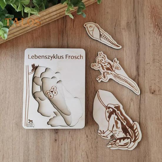 Holzpuzzle Lebenszyklus, mehrschichtiges Tier-Insekten-Pflanzenwachstums-Puzzle, Vorschul-Lernpuzzle, Spielzeug für Kinder, Jungen und Mädchen