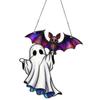 Halloween Ghost-Themed Painted Wooden Hanging Ornament