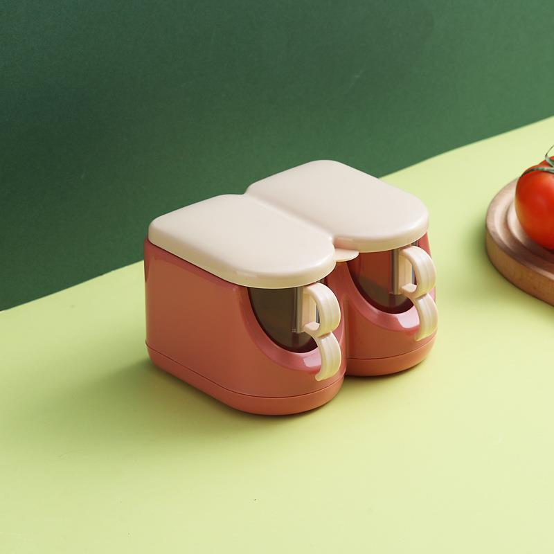 1Set Household Multi Grid Seasoning Box with Spoon,Divided Grid Seasoning Box,Kitchen Seasoning Box, Color Blocked Seasoning Box